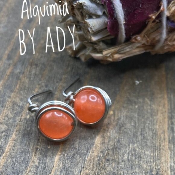 Alquimia Orange Silver Earrings - Picture 1 of 1